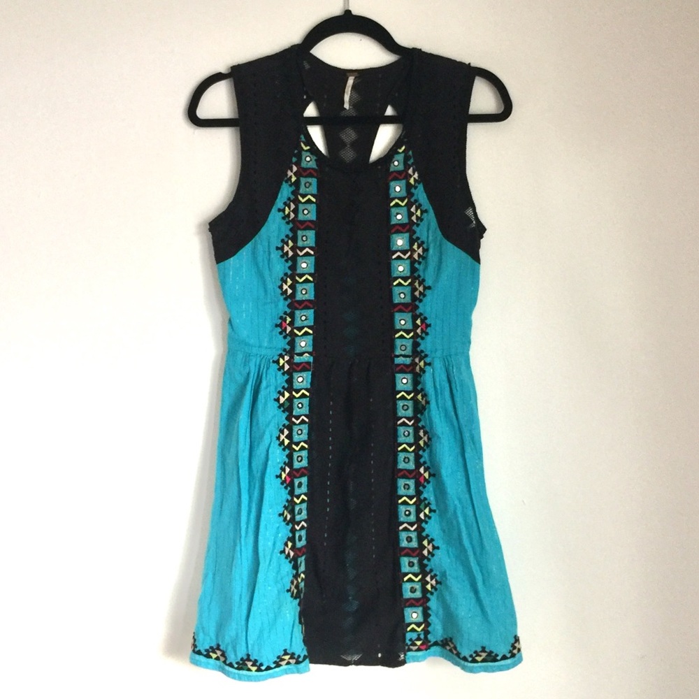 Free People | Water Lily Teal & Black Dress 4 - Picture 2 of 6